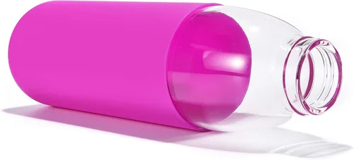 Miniatura 3 de Botellas de agua de vidrio de borosilicato de 18 onzas con tapa de bambú, sin BPA, funda de silicona antideslizante y tapa a prueba de fugas