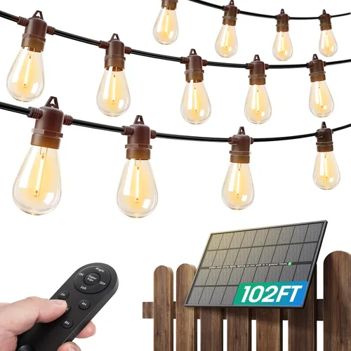 Miniatura 10 de addlon Cadena de luces solares de 54 pies (48+6) para exteriores, impermeables con carga USB y control remoto - Luces de patio con energía solar