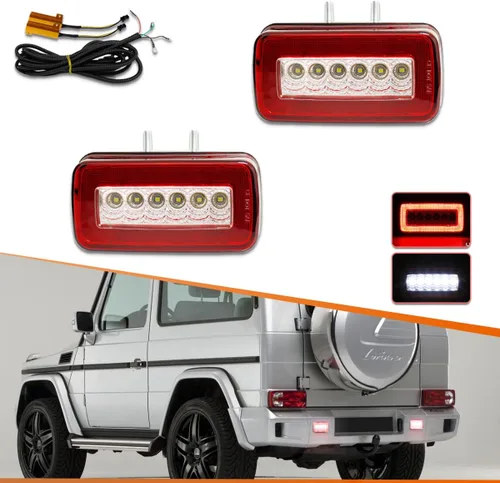 ADIIL Kit de 2 luces LED 3 en 1 con lente roja de respaldo, reversa y antiniebla para Mercedes Benz W463 Clase G 1986-2018, G500, G550, G55, G63 AMG