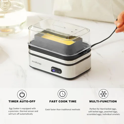 Miniatura 4 de Evoloop Rapid Egg Cooker eléctrico 6 huevos con hervidores eléctricos Evoloop 1.7L