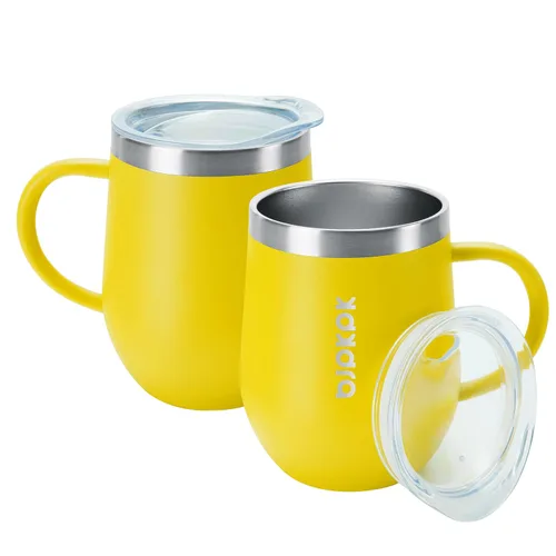 Miniatura 9 de BJPKPK 2 tazas de café aisladas, vaso aislado de 14 onzas con tapa, tazas de café de acero inoxidable con tapa a prueba de salpicaduras, color negro