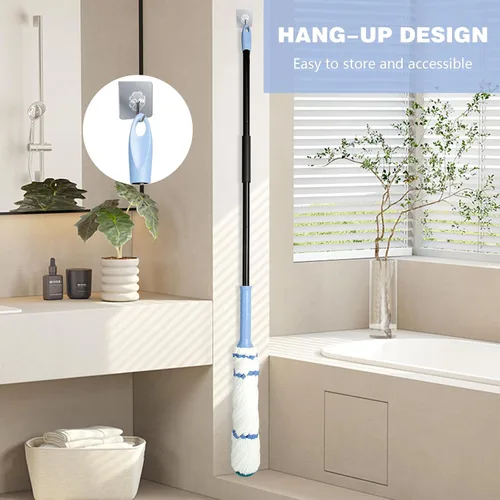 Miniatura 5 de Trapeador giratorio para limpieza de suelos, mango largo de 57 pulgadas de largo, trapeador de microfibra resistente para trapear en azulejos