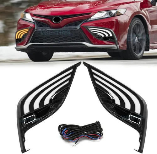 Luz de circulación diurna para Toyota Camry 2021 2022 2023 luces antiniebla DRL LED de tres colores con señal de giro para Camry SE XSE luz LED con
