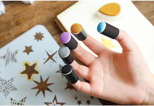 Miniatura 7 de Juego de 40 esponjas para dedos, esponja para dedos con caja de almacenamiento para pintar, dibujo, arte, tinta, manualidades, fabricación