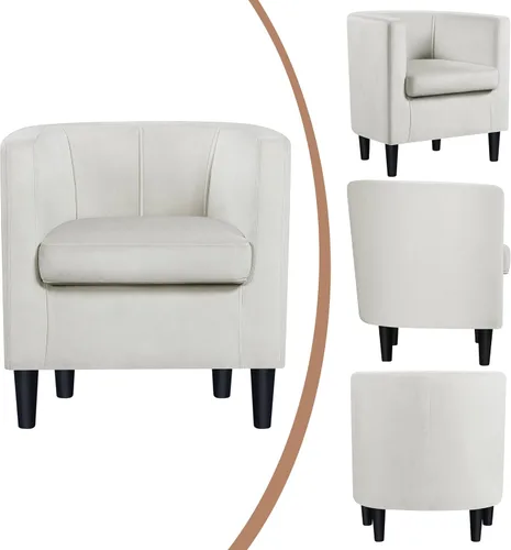 Miniatura 5 de Topeakmart Elegant Style Club Accent - Silla de lectura tapizada de terciopelo para sala de estar, recepción, dormitorio, beige