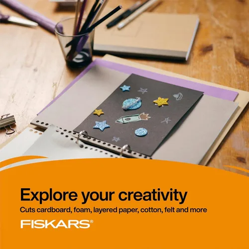 Miniatura 6 de Fiskars SoftGrip Tijeras con purpurina para estudiantes de 7 pulgadas para niños mayores de 12 años, tijeras para la escuela o manualidades, Brillo