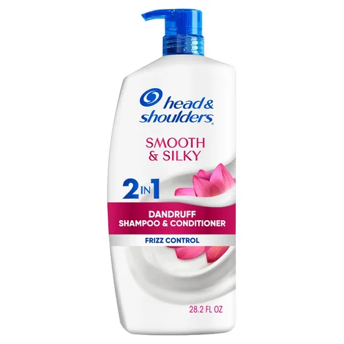 Head & Shoulders Champú y acondicionador anticaspa con 1% de piritiona de zinc, suave y sedoso 2 en 1, control de encrespamiento 24 horas, alivia el