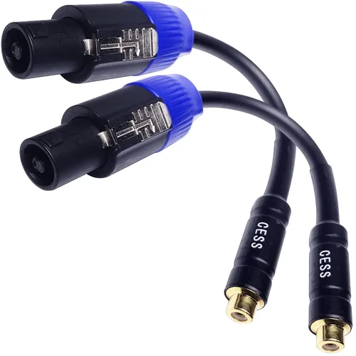 Miniatura 3 de CNCESS Cable adaptador RCA hembra a Speakon macho, 6 pulgadas, cable de nicho cruzado sub/amperio, paquete de 2