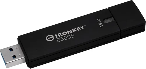 Kingston Ironkey D500S - Unidad flash cifrada de 16 GB, partición oculta dual, FIPS 140-3, nivel 3, XTS-AES de 256 bits, protección BadUSB y fuerza