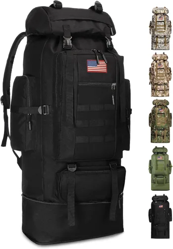 JUMAHE Mochila de Senderismo de 100L para Hombres - Mochila Rucksack Molle Militar Táctica Impermeable Ligera de Camping Paquete de Asalto de 3 Días