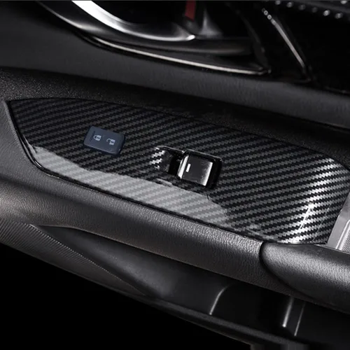 Miniatura 2 de ruihe 4 piezas de fibra de carbono de color de ventana de puerta de automóvil panel de control ajuste para Mazda CX-5 CX5 2017 2018 2019 2020 2021