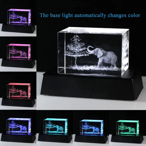 Miniatura 2 de Qianwei Figuras de elefante de cristal 3D Decoración Artículos de colección Estatua de regalo para amantes de los elefantes, regalos del día