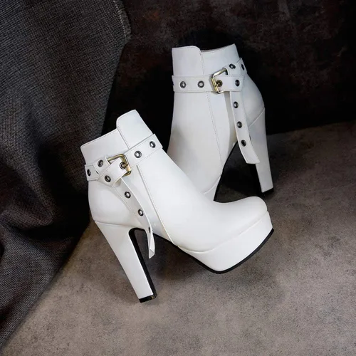 Miniatura 18 de Scaoruki Zapatos de otoño de moda para mujer, botines de tacón de bloque