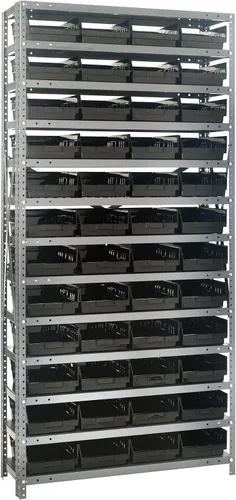 Miniatura 240 de Quantum QSBU-245BK Heavy Duty Shelving Unit with (7) Shelves and (24) QUS245 Black Bins for Garage Warehouse Storage Distribution 400 lb Load