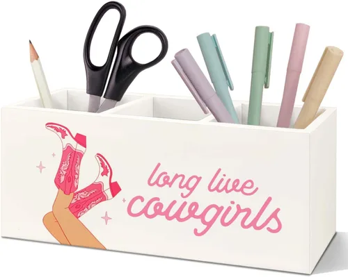 Miniatura 9 de SNNDER Soporte para bolígrafo de decoración de oficina occidental para escritorio, regalos occidentales para mujeres y hombres, organizador de Howdy