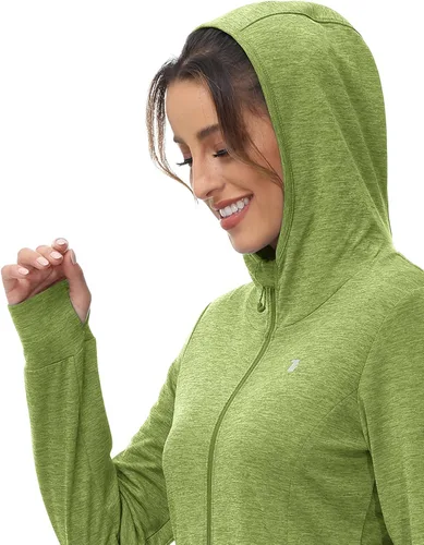 Miniatura 18 de TBMPOY Chaquetas con capucha y protección solar UPF 50+ para mujer, ligeras, de manga larga, para senderismo, exteriores, con cremallera completa
