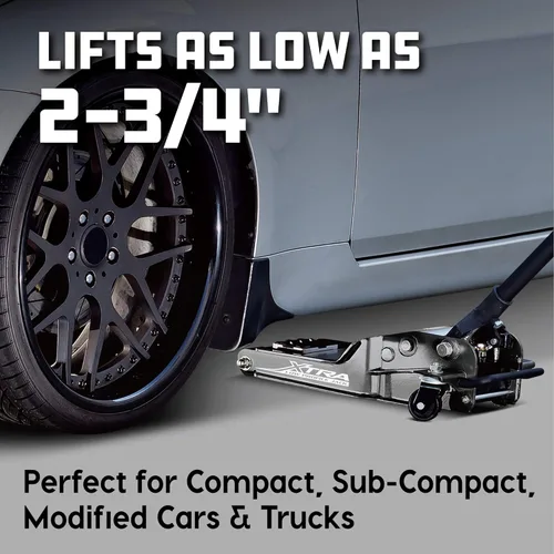 Miniatura 4 de Powerbuilt Xtra Gato de Suelo de Perfil Bajo para Vehículos con Barra de Seguridad, Gato Extra Bajo para Automóvil - Capacidad de Carga de 2