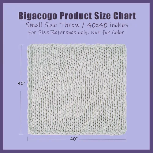 Miniatura 2 de Bigacogo - Cobija de punto grueso de 40 x 40 pulgadas, de felpilla, 100% tejida a mano, cobija pequeña de punto trenzado suave y grueso, con nudo