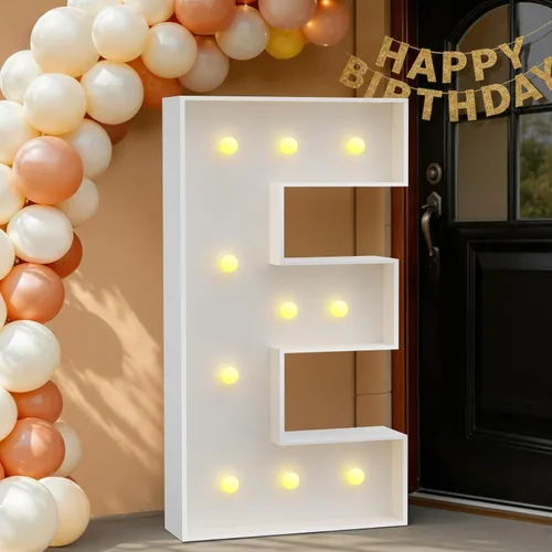 Miniatura 57 de IMPRSV Letras de mosaico iluminadas de marquesina, 4 pies para globos y fiestas, decoración de kit de arco