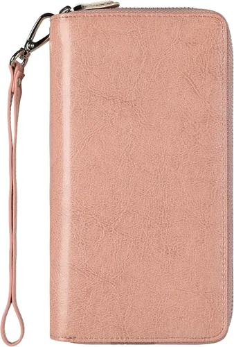 Miniatura 47 de Lavemi Pequeña cartera compacta para mujer, con bloqueo RFID, de piel auténtica, plegable, con ventanas de identificación