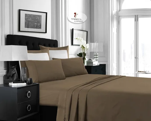 Miniatura 6 de Tribeca Living Juego de sábanas de microfibra cepillada de 3.33 oz/m², bolsillo extra profundo para colchones de hasta 21 pulgadas, enfriamiento