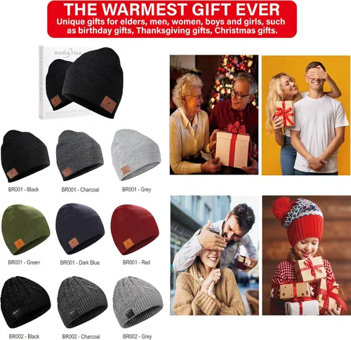 Miniatura 5 de Gorro de lana merino con Bluetooth, estéreo HD, 30 horas de tiempo de reproducción, micrófono integrado, regalo electrónico de Navidad