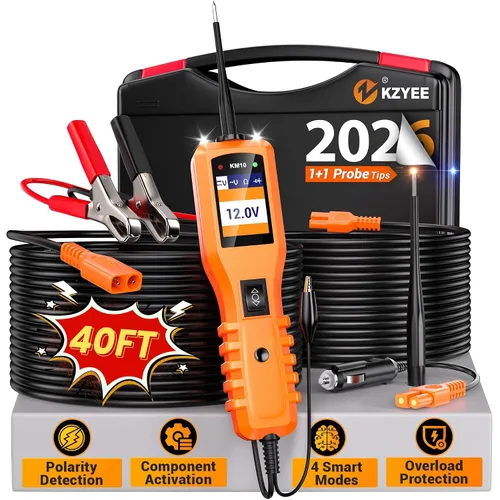KZYEE KM10 Kit de Sonda de Circuito de Potencia, Probador de Circuito Automotriz 12V 24V, Multímetro Digital, Buscador de Cortocircuitos, Probador