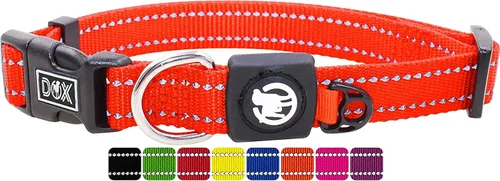 Miniatura 13 de DDOXX Collar de nailon reflectante para perro, collares fuertes y ajustables, mediano (bue)