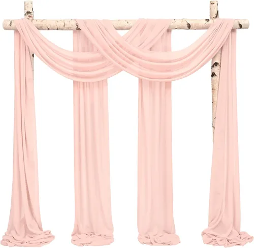 Miniatura 53 de Cortinas de arco de boda, 8 paneles de 28" x 20 pies, cortinas de tela de gasa blanca para ceremonia y recepción Blanco