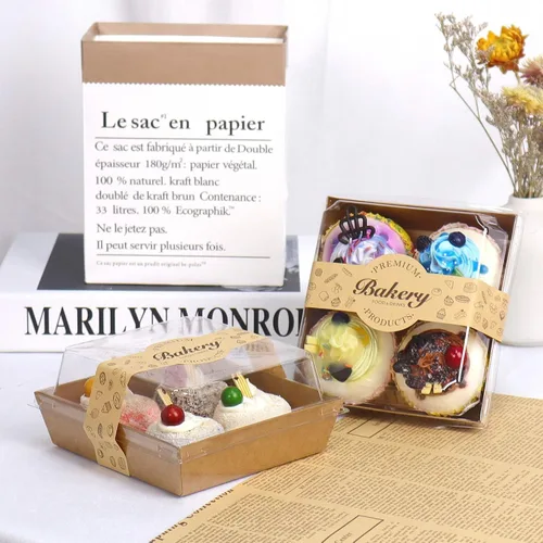 Miniatura 6 de Paquete de 100 Cajas de Charcutería con Tapas Transparentes y Seguras, 5.3x4.9x2.5 Pulgadas, Cajas Desechables Cuadradas Marrone para Sándwiches