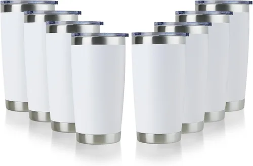 Miniatura 33 de DOMICARE Vaso de acero inoxidable de 20 onzas a granel con tapa, taza de viaje aislada al vacío de doble pared, taza de café con recubrimiento