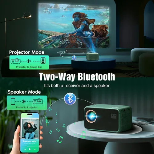 Miniatura 7 de Proyector TMY 4K con WiFi Bluetooth, Compatible con Netflix/Prime Video/YouTube, Proyector de Cine en Casa Portátil al Aire Libre, Proyector Mini