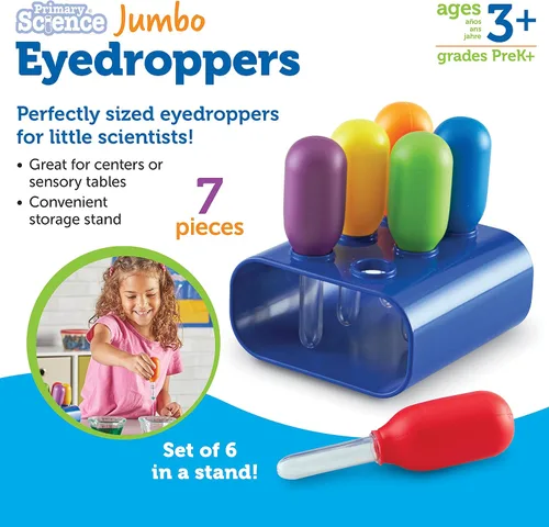 Miniatura 7 de Learning Resources goteros jumbo - experimentos científicos para niños, juguetes sensoriales para mesa de agua, herramientas para niños pequeños