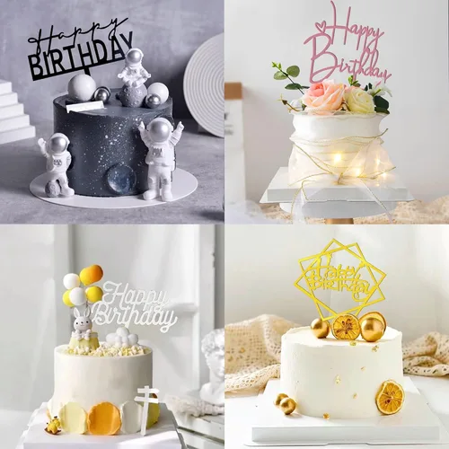 Miniatura 6 de 40 piezas de decoración de pastel de cumpleaños de acrílico para cupcakes, una serie de suministros de pastel de cumpleaños, decoración de 10