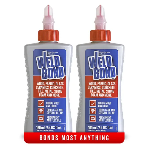 Weldbond Pegamento no tóxico para múltiples superficies que se adhiere a la mayoría de cualquier cosa. Úsalo como pegamento para madera o para