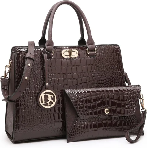 Dasein Bolsos de mano para mujer, bolsos de mano con asa superior, bolsos de trabajo, bolsos de hombro con embrague a juego, juego de 2 piezas