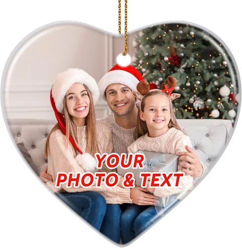 Miniatura 10 de Adornos de Navidad Personalizados 2025, Adornos con Fotos para Árbol de Navidad, Regalos Personalizados para Recién Nacidos, Parejas, Mujeres