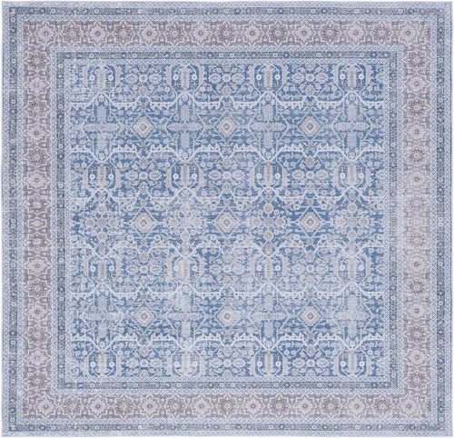 Miniatura 11 de SAFAVIEH Tucson Collection - Alfombra lavable de 2 pies 6 pulgadas x 6 pies, azul y al óxido, antideslizante y fácil de limpiar, ideal para pasillo