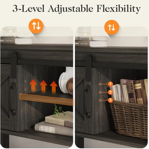 Miniatura 7 de RoyalCraft - Mesa de consola con estante de almacenamiento y puerta corrediza estilo granja, mesa de entrada estilo granja con almacenamiento, mesa