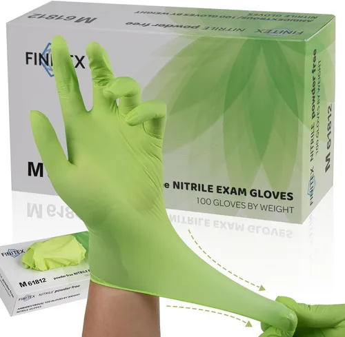 Miniatura 13 de FINITEX Nitrile Disposable Gloves - Green 3.5mil 100/1000PCS Powder-Free Latex-Free Medical & Food Use Verde (Small 100)