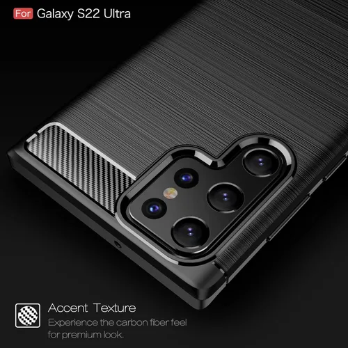 Miniatura 5 de Funda para Samsung Galaxy S22 Ultra - Textura de fibra de carbono, antiarañazos, absorción de golpes (negro)