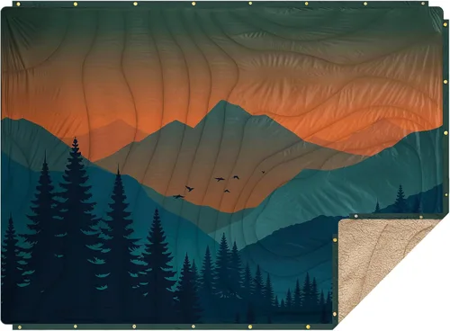 Miniatura 26 de Manta de Campamento al Aire Libre con Forro Sherpa, Manta de Campamento Extra Cálida y Gruesa, Poncho Ultraligero y Suave para Camping DWR