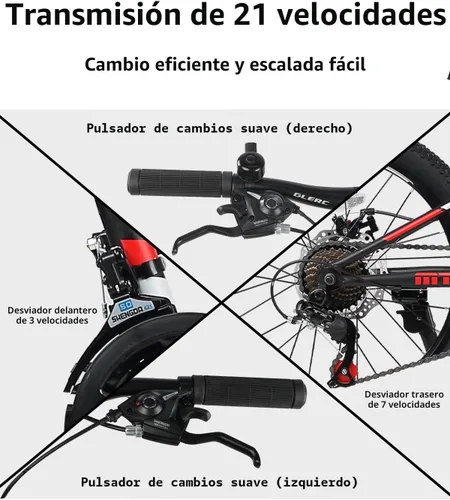 Miniatura 3 de Glerc Bicicleta de montaña para niños de 20, 24 y 26 pulgadas, bicicleta de montaña para niños y niñas a partir de 6 años, bicicleta Skyline de 21