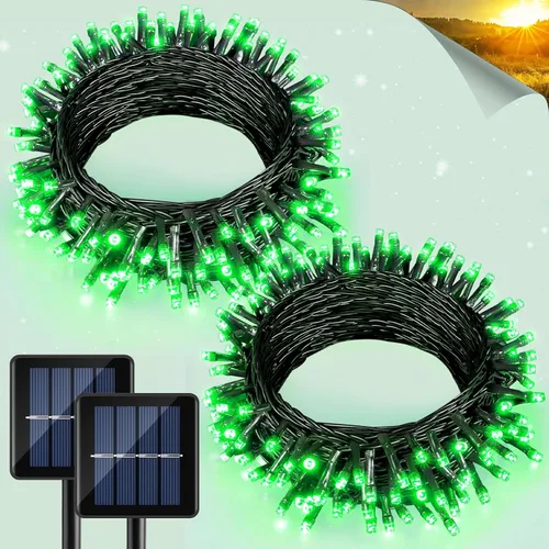 Miniatura 11 de 2 Pack de luces solares de Navidad para exteriores, tira de luces solares de 80 pies con 240 LED para exteriores, impermeables, 8 modos de luz