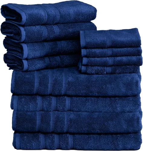 Miniatura 61 de Mosobam Juego de toallas turcas de lujo de 12 piezas XL de 35 x 70 pulgadas, 16 x 30 pulgadas, 13 x 13 pulgadas, azul Allure de 700 GSM, viscosa