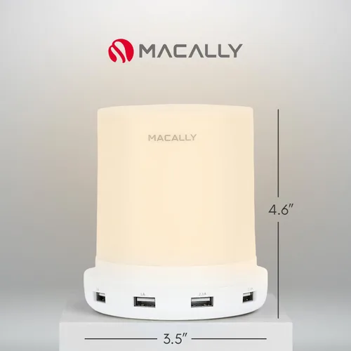 Miniatura 6 de Macally - lámpara LED para escritorio, mesa de luz, mesilla de noche con 4 puertos de carga USB. 3 niveles de brillo, control táctil, luz blanca