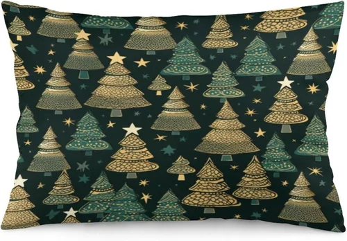 Miniatura 32 de Funda de almohada dorada de invierno con diseño de pájaros de nieve, Navidad, 12 x 20 pulgadas, diseño de Feliz Navidad, invierno, Navidad, cojín