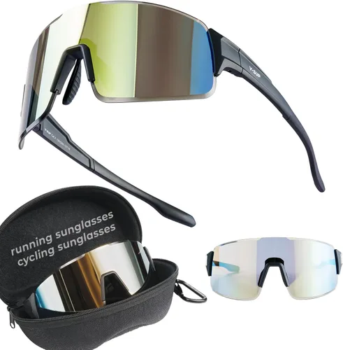 V-SUP TR90 - Gafas de sol de ciclismo con protección UV400, ajustables y ultraligeras con estuche para correr y uso al aire libre