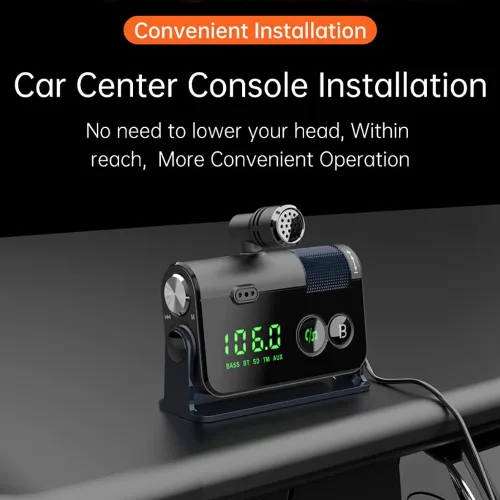 Miniatura 3 de Transmisor Bluetooth Fm, 2 micrófonos y QC3.0 + Tipo-C PD 18W HiFi Bass, adaptador Bluetooth para automóvil compatible con llamadas manos libres