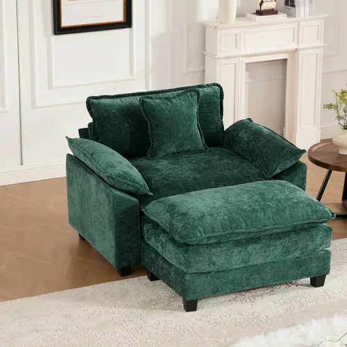 Miniatura 59 de Sofá modular negro de 111.5 pulgadas, sofás seccionales grandes de 3 plazas para sala de estar, sofá nube de tela de felpilla de gran